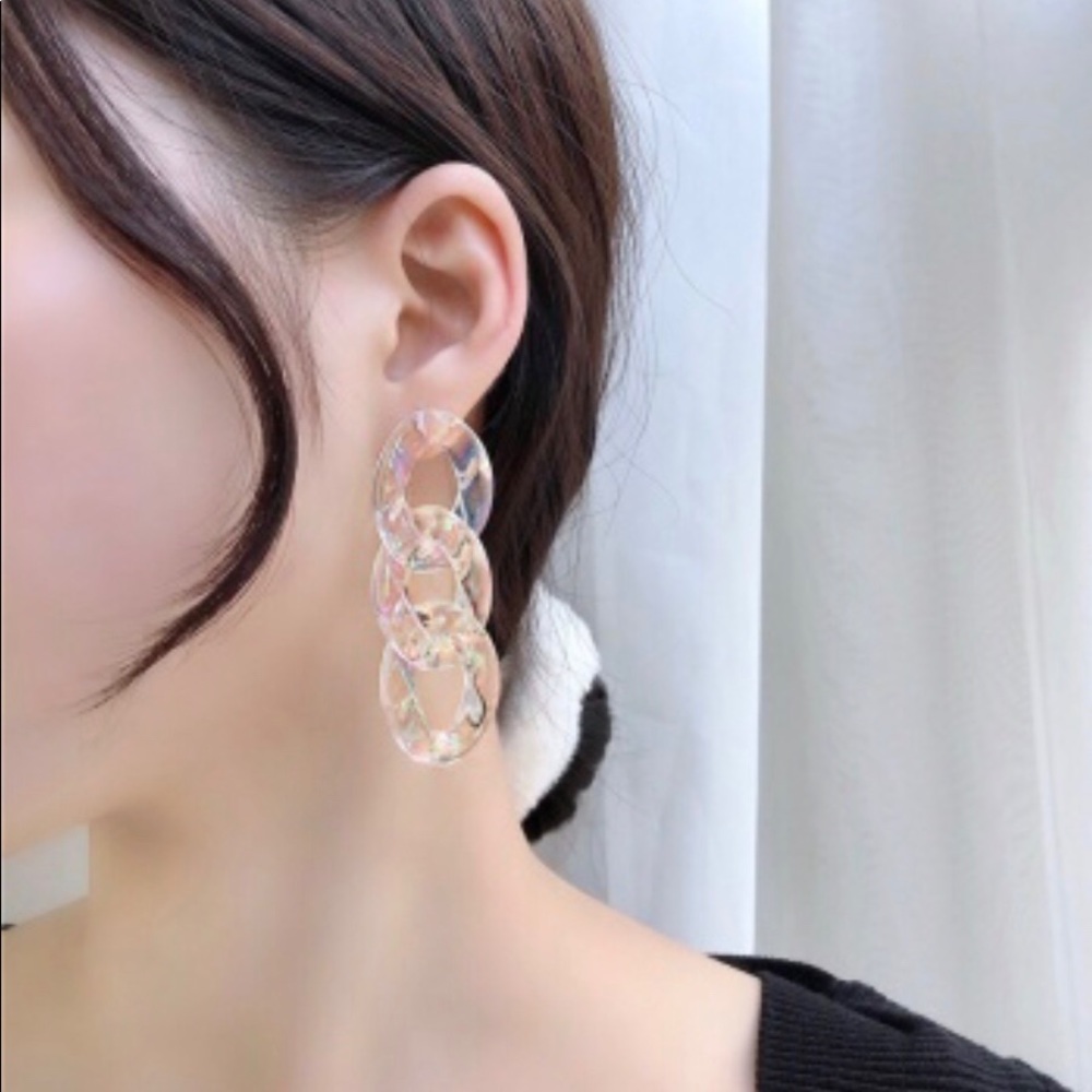 3/$21 Geometric Transparent Colorful Resin Earrings